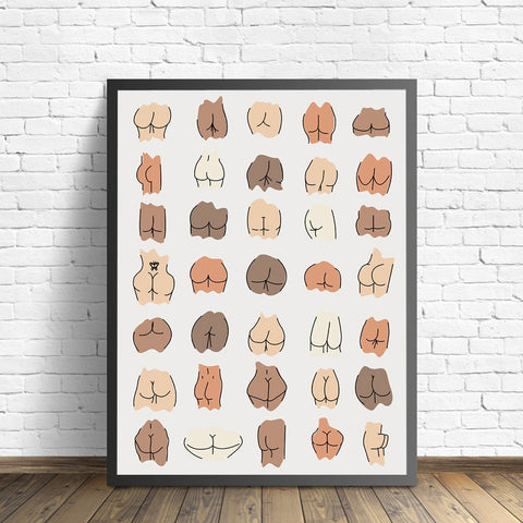 Sexy Butts Collage Canvas Wall Art Painting Funny Bathroom Modern Prints Minimalist