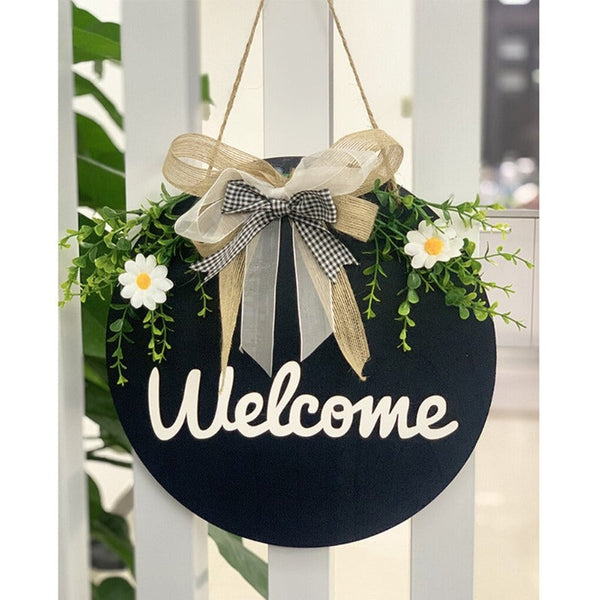 Welcome Hello Hanging Decoration Front Door Rustic Sign Plaques & Signs