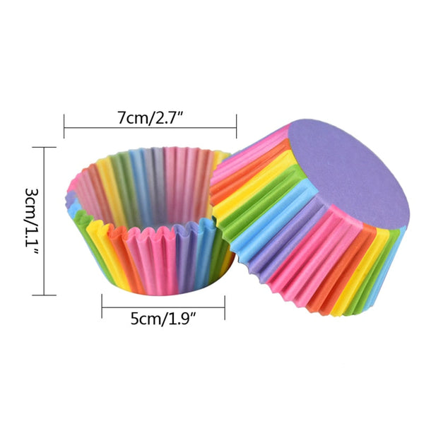 100Pcs Rainbow Muffin Cupcake Paper Cups Liner Baking Decorating Tools Party Baking Cups & Cases