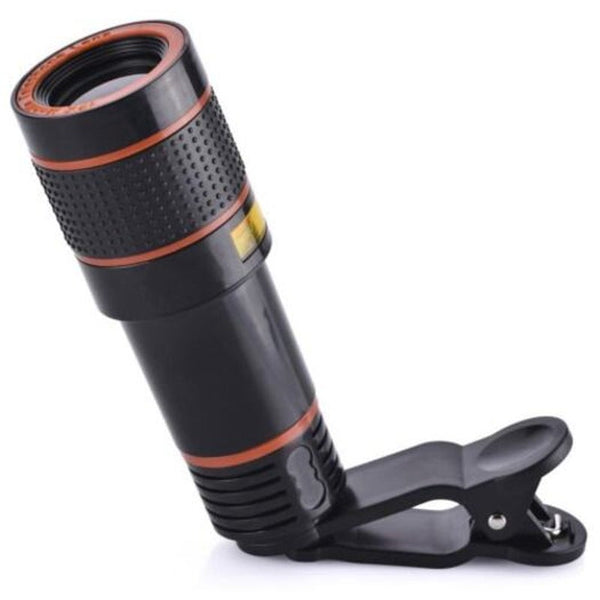 Hd 12X Optical Zoom Camera Telescope Lens With Clip For Iphone / Phone Univers Black Lenses