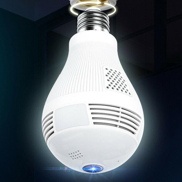 Hd Home 360 Panoramic Wifi Fisheye Bulb Hidden Camera Ir Light Security Monitor