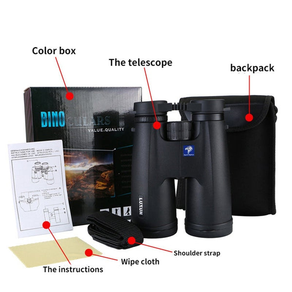 Hd 12X50 Binoculars Bak4 Prism Optics Waterproof Camping Telescope Binoculars & Monoculars