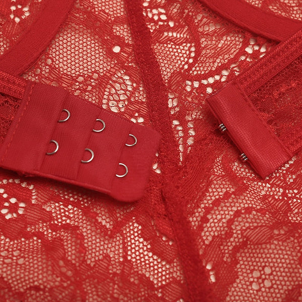 Lace Sheer Floral Backless Bodysuit Open Crotch Teddy Lingerie Women Bodysuits