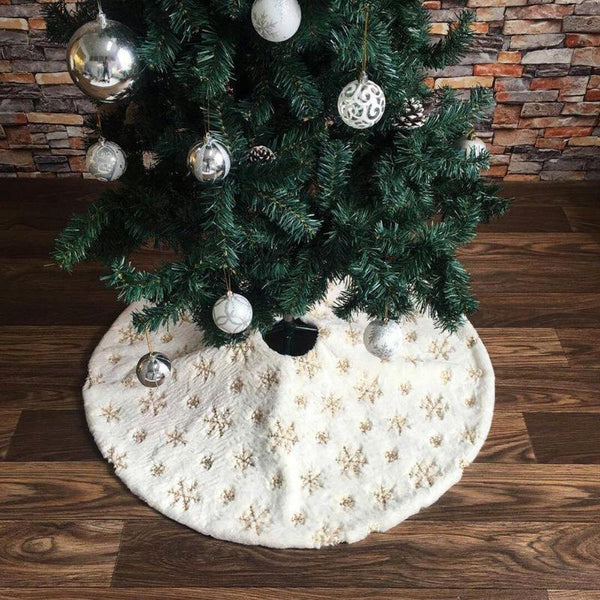 Embroidered Snowflake Christmas Tree Skirt Holiday Decorations Seasonal Decorations