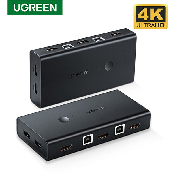 Hdmi Kvm Switch 2 Port 4K Usb Vga Switcher Splitter Box For Sharing Printer Keyboard Mouse Kvm Switches