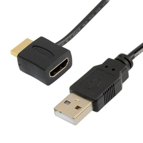 Hdmi Male To Female Connector With Usb 2.0 Charger Power Supply Cable Black