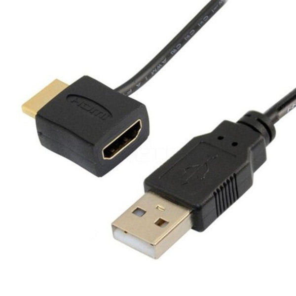 Hdmi Male To Female Connector With Usb 2.0 Charger Power Supply Cable Black Video Cables & Adapters
