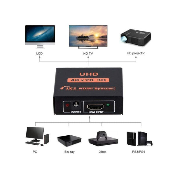 Wi Fi Extenders Antennas Hdmi Splitter 1 In 2 Out Dual Output Amplifier Switcher Hub Box Support 3D 4Kx2k Black Splitters & Combiners