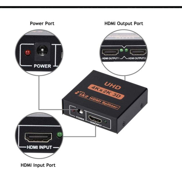 Wi Fi Extenders Antennas Hdmi Splitter 1 In 2 Out Dual Output Amplifier Switcher Hub Box Support 3D 4Kx2k Black Splitters & Combiners