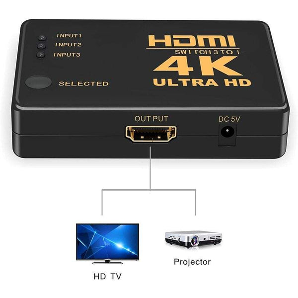 Hdmi Switch 4K Smart 3 Port Crossover Support Full 1080P 3D With Infrared Remote Control 4K2k