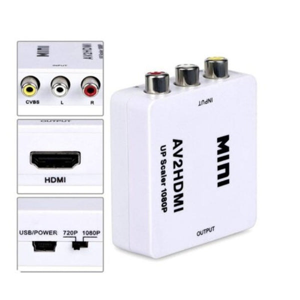 Hdmi To Av Scaler Adapter Video Converter Box Rca / Cvsb L White