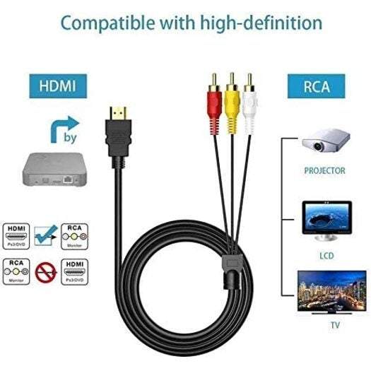 Hdmi To Rca Cable 1080P Male 3Rca Video Audio Av Composite / Connector Adapter Cord Transmitter One Way Transmission From For Tv Hdtv Video Cables & A