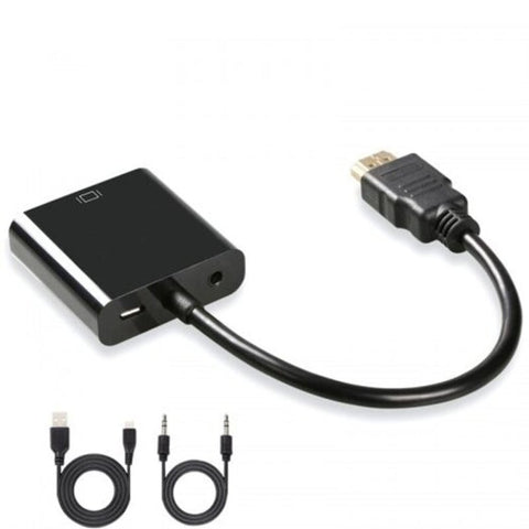 Hdmi To Vga Adapter Cable With Audio Band Power Converter Black