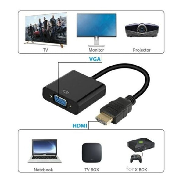 Hdmi To Vga Adapter Cable With Audio Converter Support 1080P Black Monitor/Av Cables & Adapters