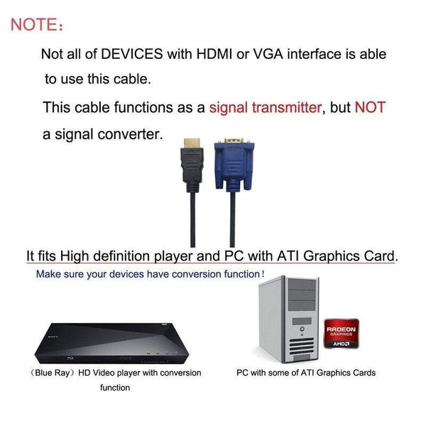 Hdmi To Vga Cable Convert 1.8 M Computer Monitor Projector Digital Tv Blue Monitor/Av Cables & Adapters