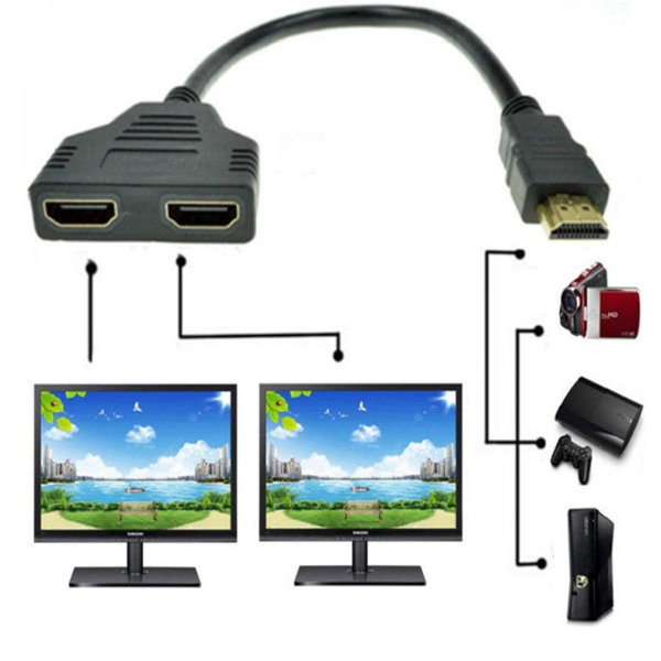 Hdmi Cable Adapter 1.4B Splitter In 2 Out Connector Port Hub Male To Female Splitters & Combiners