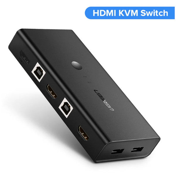 Hdmi Kvm Switch 2 Port 4K Usb Vga Switcher Splitter Box For Sharing Printer Keyboard Mouse