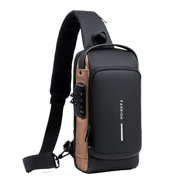 Anti Theft Stylish Locking Usb Crossbody Sling Bag Men Bags