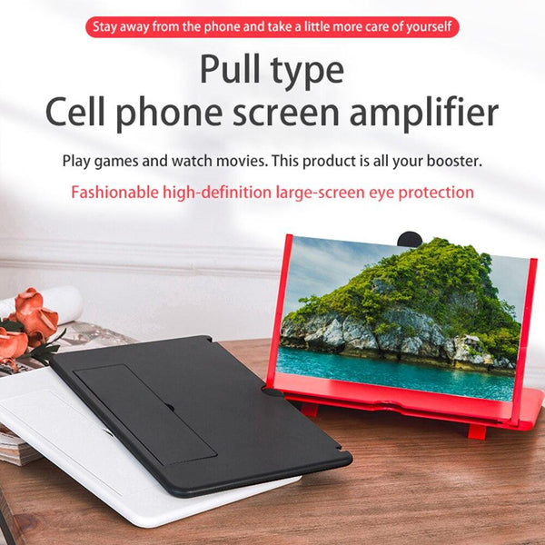 Black 12 Inch Mobile Phone Screen Magnifier Amplifier Folding Design Mounts & Holders