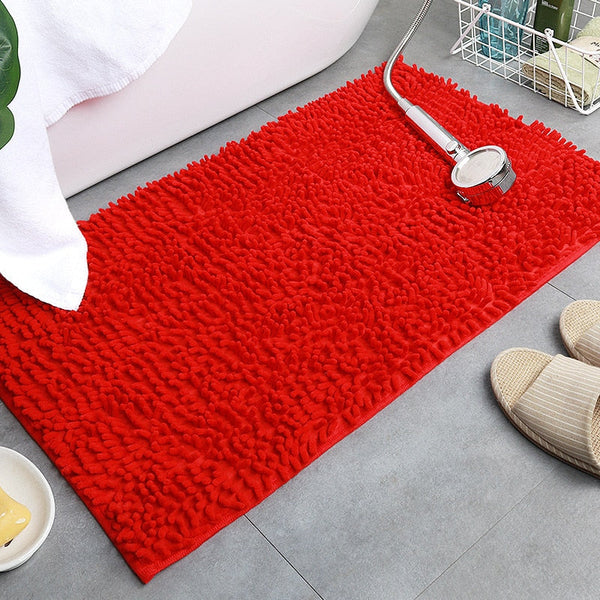 Soft Shaggy Chenille Solid Colour Non Slip Bath Mat Bath Mats Rugs & Toilet Covers
