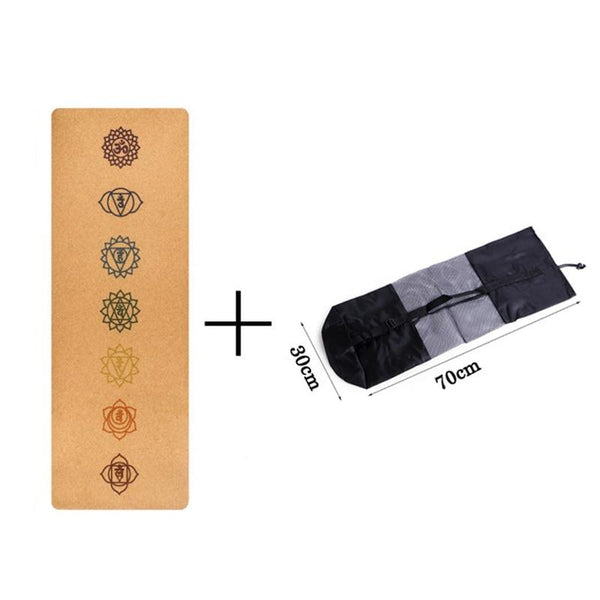7 Chakras Natural Cork Tpe Yoga Mat 5Mm Thick Exercise Mats & Non Slip Towels
