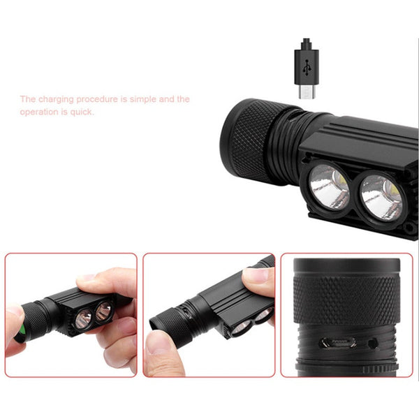 Headlamp 2000 Lumen Rechargeable Flashlight For Running Camping Hiking Outdoor Upgraded Version