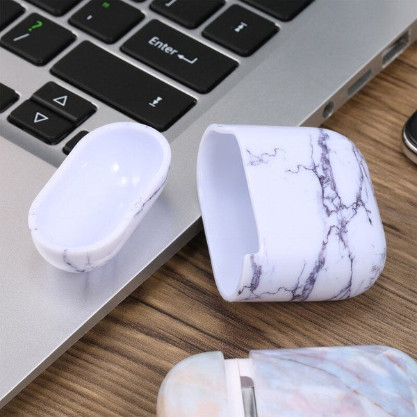 Headphone Protective Case For Airpods Hard Marble Box Headphones Shockproof 1 Earbud Cases