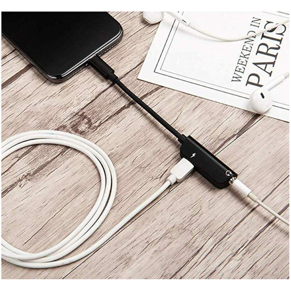 Headphone Earphone Accessories Adapter For Iphone 11 Jack Splitter 3.5 Mm Compatible With 7 / 7Plus 8 8Plus X Xr Xs 2 In All Ios Charging Listening To