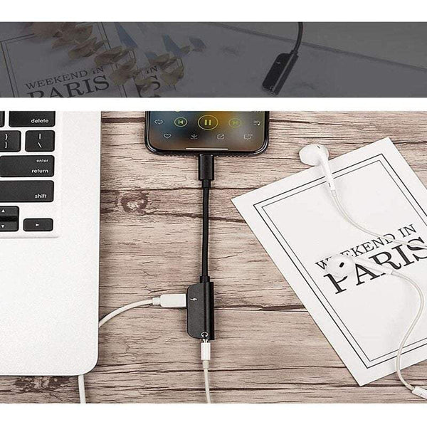 Headphone Earphone Accessories Adapter For Iphone 11 Jack Splitter 3.5 Mm Compatible With 7 / 7Plus 8 8Plus X Xr Xs 2 In All Ios Charging Listening To