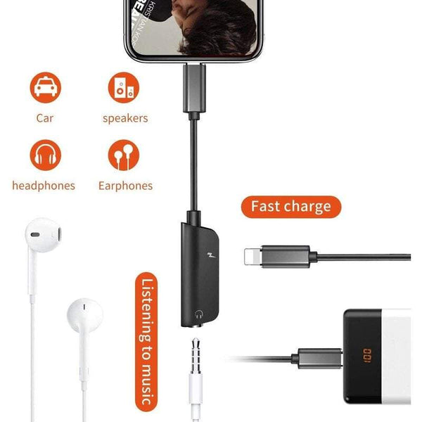 Headphone Earphone Accessories Adapter For Iphone 11 Jack Splitter 3.5 Mm Compatible With 7 / 7Plus 8 8Plus X Xr Xs 2 In All Ios Charging And Listening To Music B