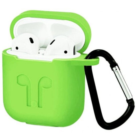 Headset Protection Silicone Case Wireless Bluetooth Cover With Hook For Airpods Green