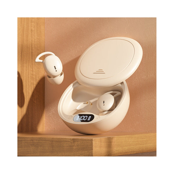 Beige Ultra Comfort Wireless Sleep Bluetooth 5.4 Hi Res Audio Noise Isolating 60H Playtime For Side Sleepers Earbuds