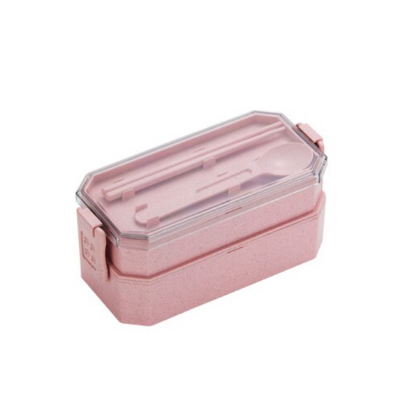 800Ml Lunch Box Wheat Straw Bento 2 Layer Food Storage Lunchboxes