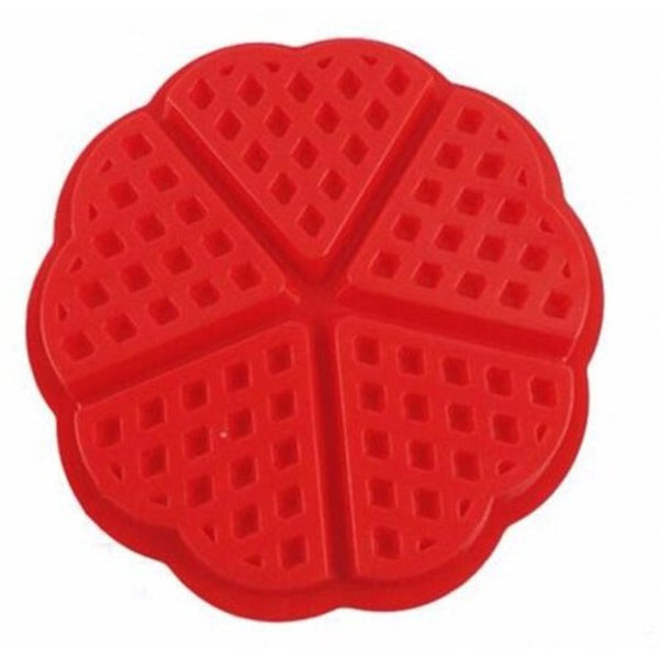 Heart Shape Waffle Mold 5 Cavity Silicone Oven Pan Bakin 1Pcs Red