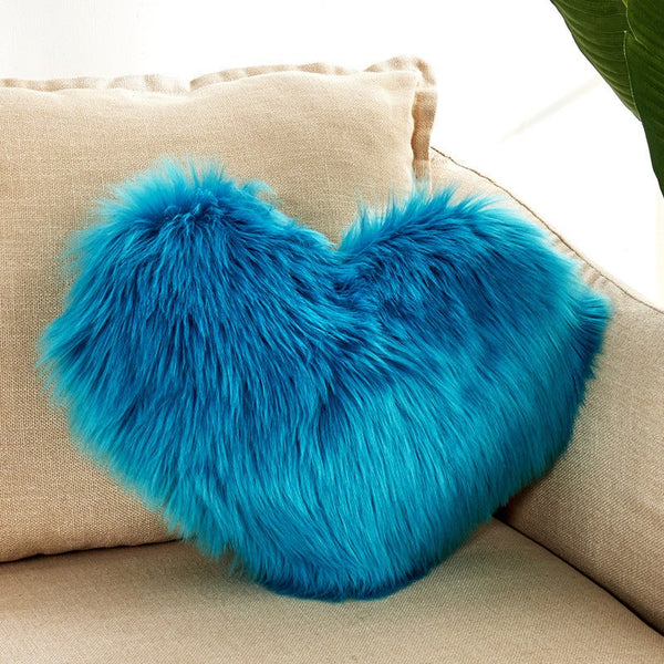 Heart Shaped Artificial Wool Fur Soft Plush Cushion Cover Ver 10 Cushions & Decorative Pillows