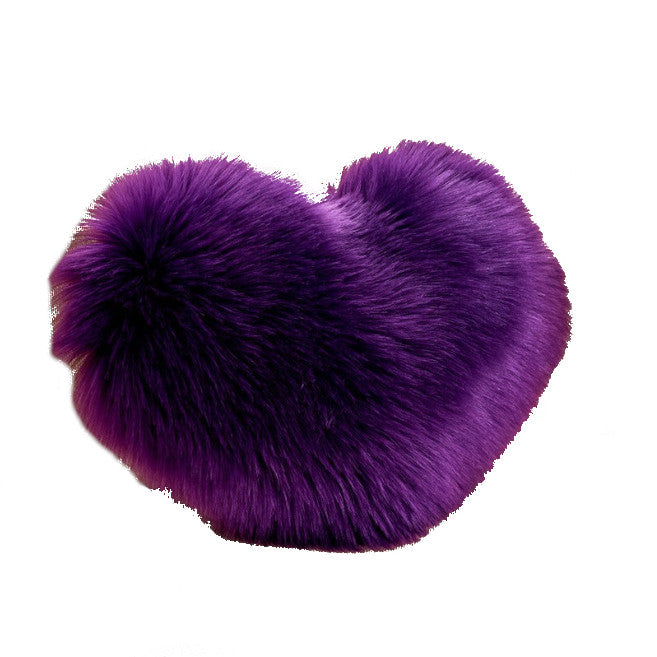 40X50cm Heart Shaped Artificial Wool Fur Soft Plush Cushion Cover Purple Cushions & Decorative Pillows