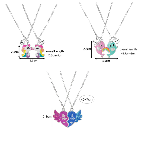 Veile Studios 2 Pieces Heart Shaped Cat Koala Bear Pendant Necklace For Kids Friendship Jewellery Necklaces & Pendants