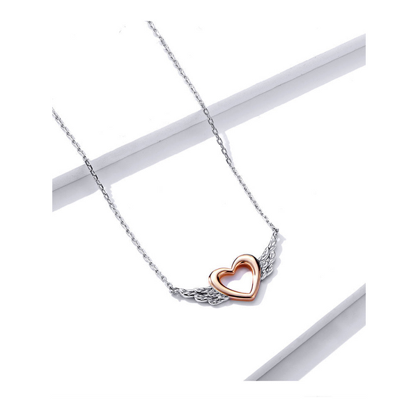 Heart Shaped Necklace Love Wings Pendant Popular Two Tone Plated Charm Necklaces & Pendants