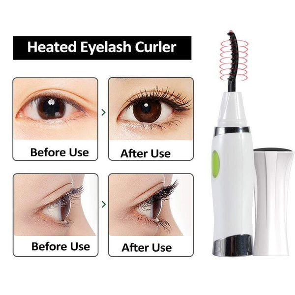 Heated Eyelash Curler Electric Electronic Lashes Curling Comb Quick Heating Long Lasting Usb Rechargeable Natural White