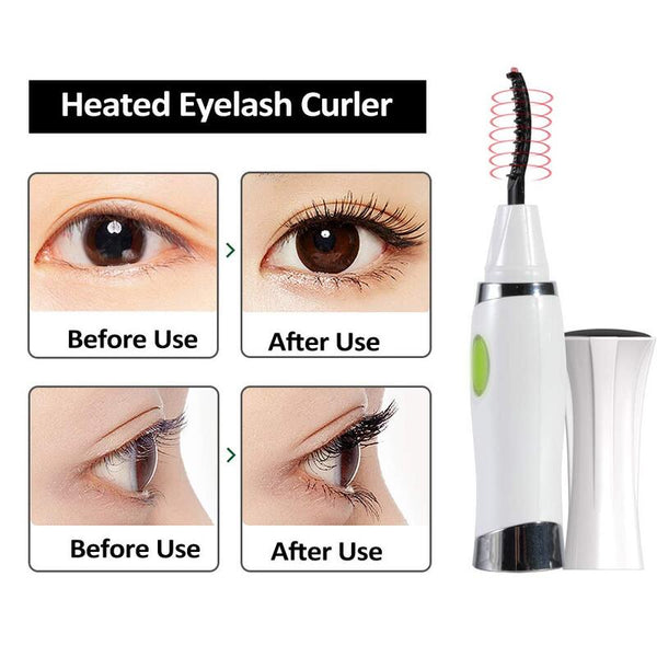 Heated Eyelash Curler Electric Electronic Lashes Curling Comb Quick Heating Long Lasting Usb Rechargeable Natural White Eyelash Tools