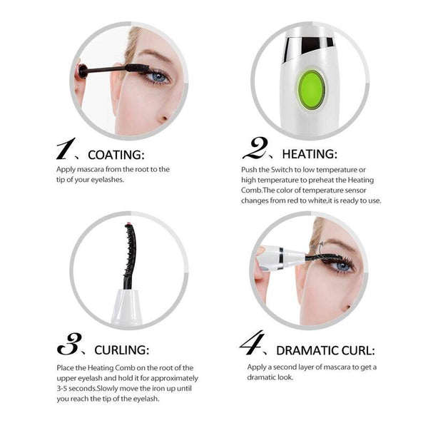 Heated Eyelash Curler Electric Electronic Lashes Curling Comb Quick Heating Long Lasting Usb Rechargeable Natural White Eyelash Tools