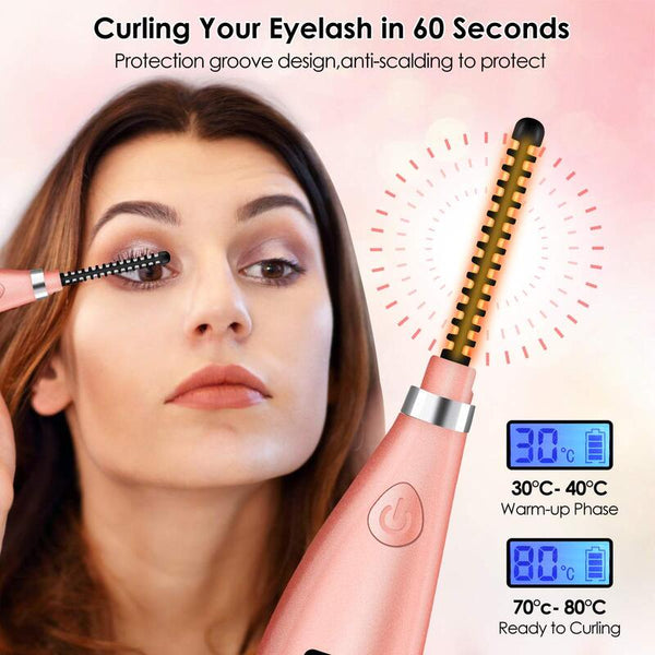 Heated Eyelash Curler Portable Mini Usb Rechargeable Lash Tool With Lcd Display For Eyelashes Quick Natural Curling