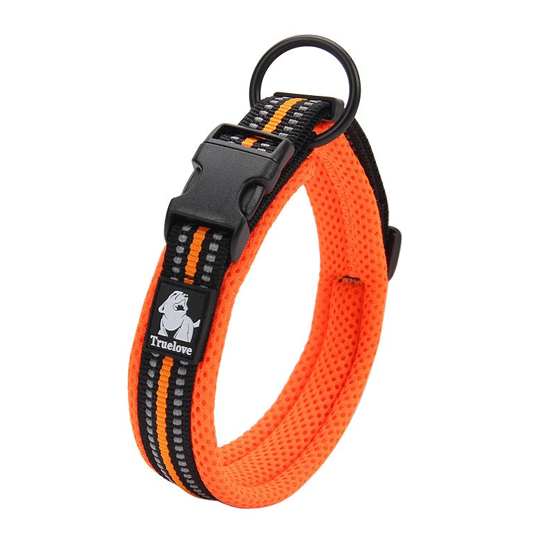 True Love Heavy Duty Reflective Collar Orange Stainless Steel Ring Reflectors Dog Collars