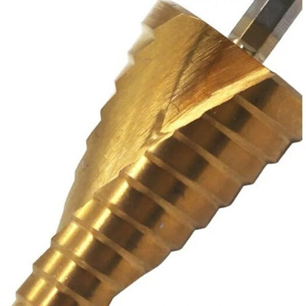 Hexagonal Handle Titanium Plated Spiral Step Drill Gold
