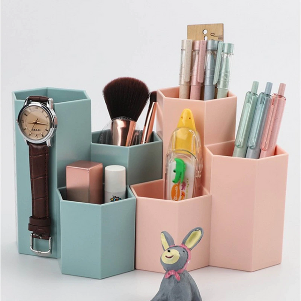 Japanese Creative Regular Hexagonal Plastic Pen Holder Makeup Storage Box