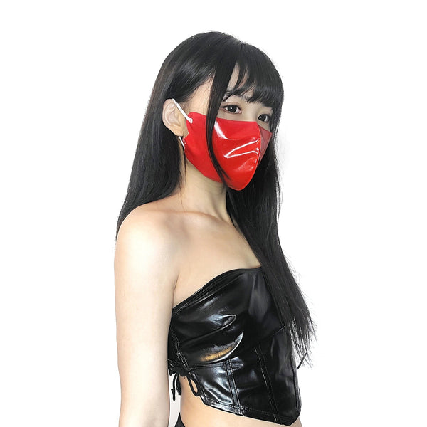 Shiny 3D Pu Leather Face Mask Fetish Clothing Accessories