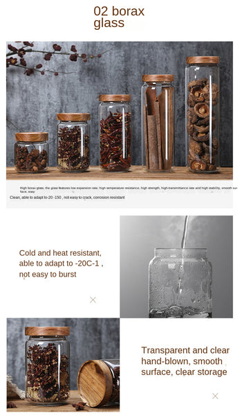 Acacia Wood Glass Kitchen Storage Containers Canisters & Jars
