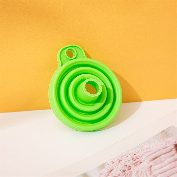 Kitchen Fittings Tools Silicone Gel Foldable Collapsible Style Funnel Hopper Yellow Green