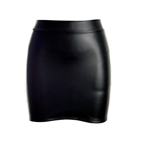 Women Wet Look Sexy Matte Black Tight Short Mini Skirt