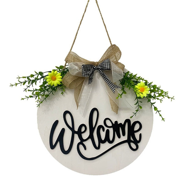 Welcome Hello Hanging Decoration Front Door Rustic Sign Plaques & Signs